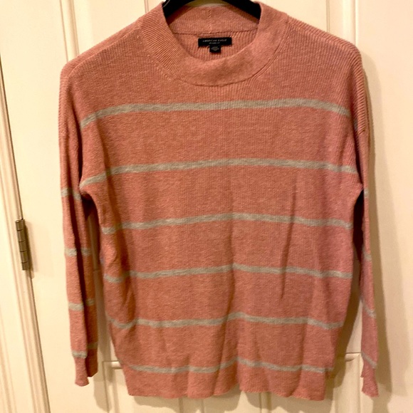 EUC - American Eagle - Size Small - Rose and grey stripped sweater - Picture 1 of 4